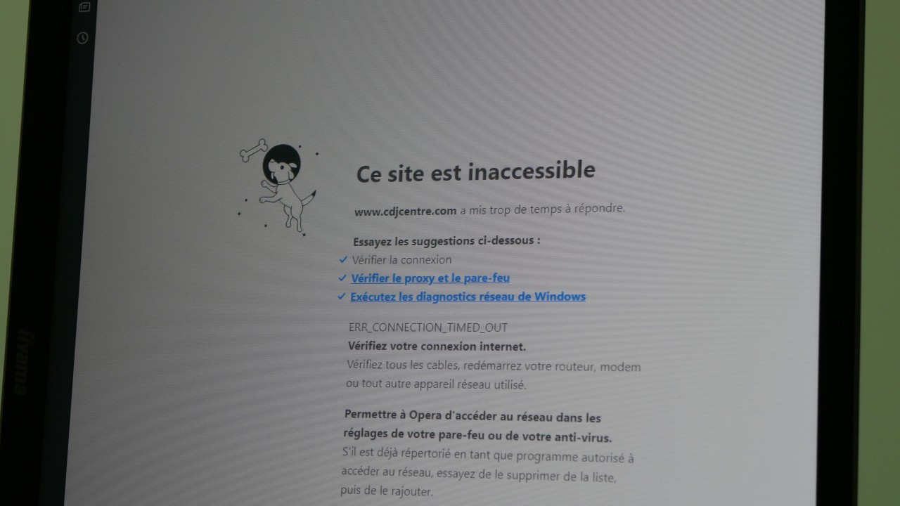 Constat de site internet en panne